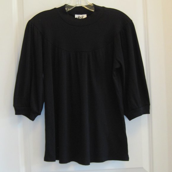 W5 Concepts Drama 3/4 Sleeve Top, Black Small - Picture 2 of 4